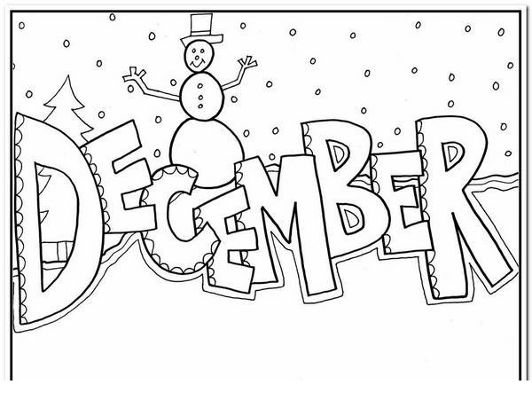 Kolorowanka wesoły bałwan wita grudzień